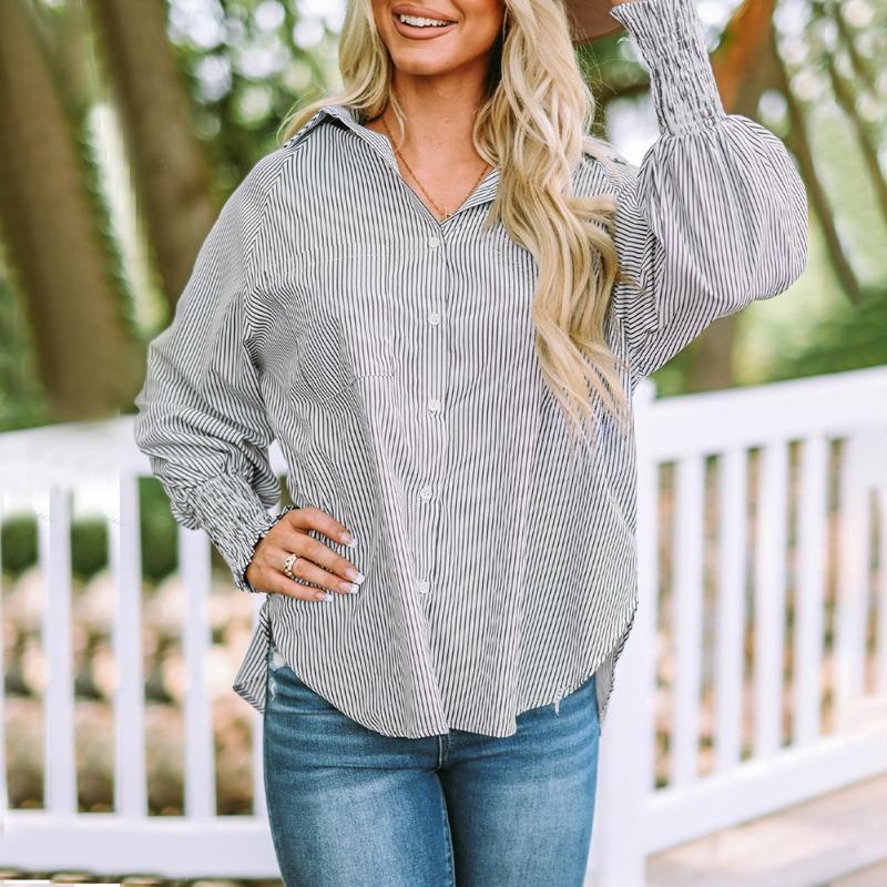 JPNTKY Women's Fashion Casual Long Sleeve POLO Neck Blouses & Shirts