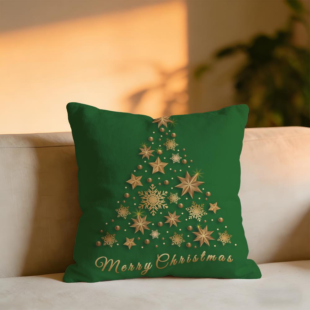 

Pure Color Christmas Tree Cushion Cover Cozy Velvet Throw PillowSoft Warm Cushion For Sofa Bed 30x30 cm