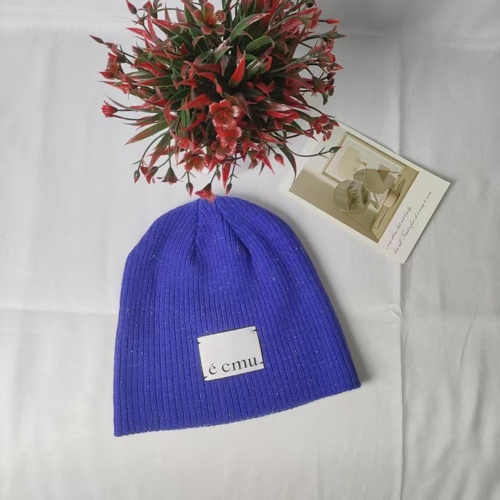 Ins New Cloth Label Letter Wool Hat Women's Autumn and Winter Outdoor Warm Versatile Fashion Knitted Hat Men