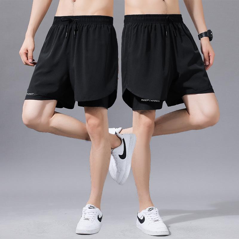Sports Shorts Men's Summer Marathon Track and Field Fitness Running Lined Quick-drying Ice Silk Training Pants Three-point Pants Women