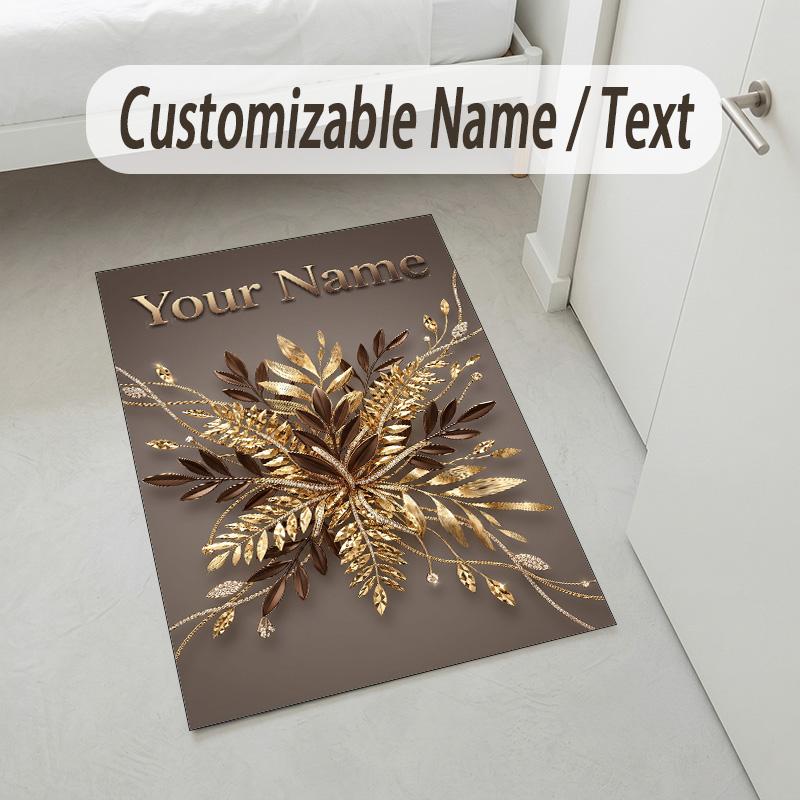 Alfombra de Terciopelo de Cristal con Temática de Jardín Floral Alfombrilla Suave Personalizada con Nombre y Texto Decoración del Hogar