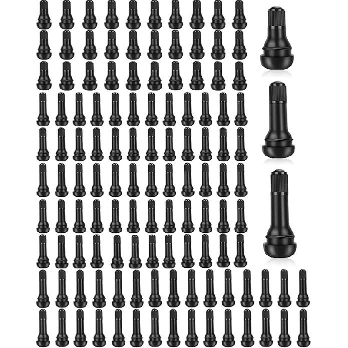 Riseuvo 120pcs Tire Valve Stems - Rubber Snap-in Valves, Tubeless Valve Stems Suit for 0.453 inch Rim Holes on Standard Vehicle Tires (TR412, TR413,