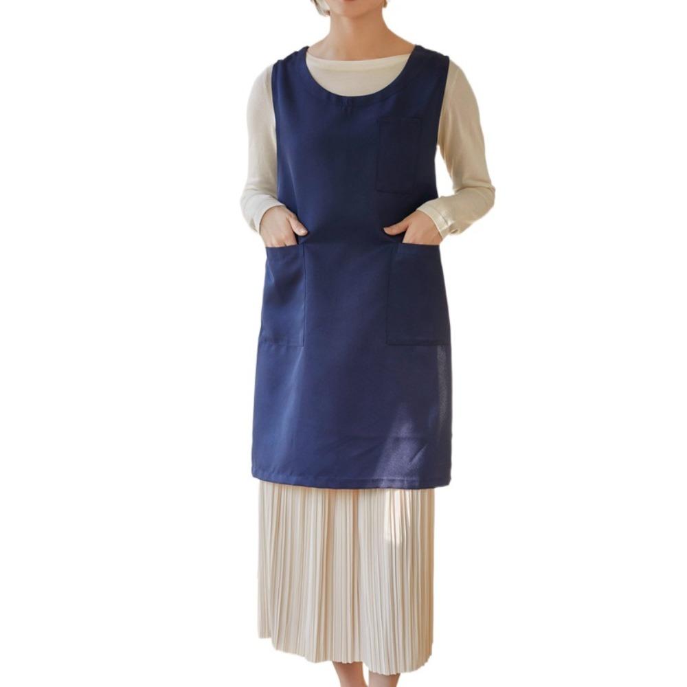 Thickened Korean Dress Apron Solid Color Sleeveless Apron Durable Cooking Apron  Woman
