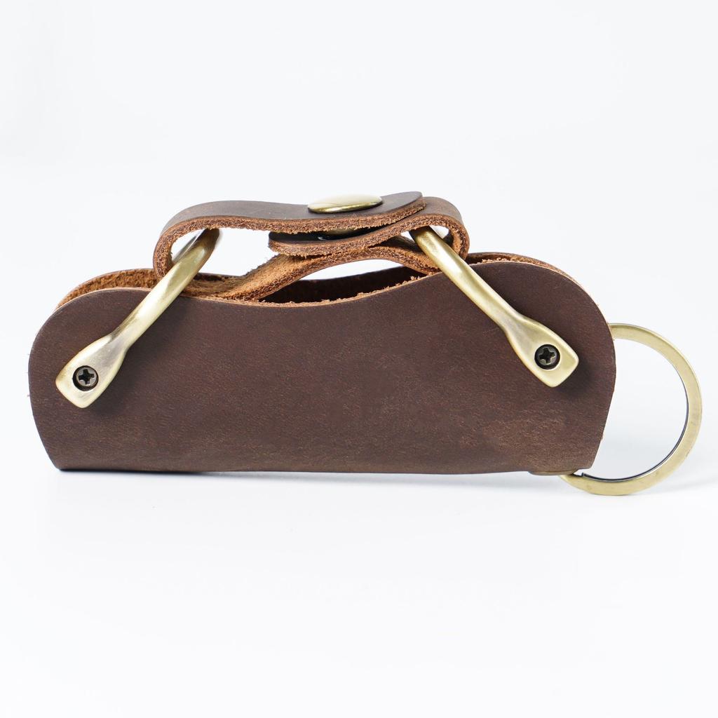Genuine Leather Smart Key Wallet Holder Organizer Keys Clip Folder EDC Outdoor Portable Household Key Pocket Tools with Keyring