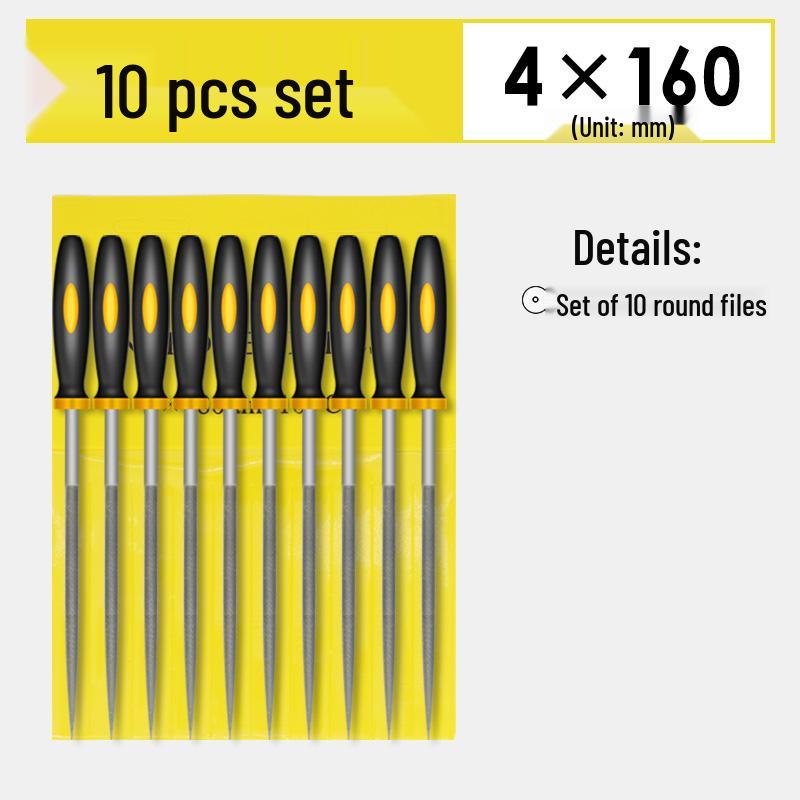 Mini Assorted Steel File Set: Triangular & Flat Files for Metal & Wood Grinding