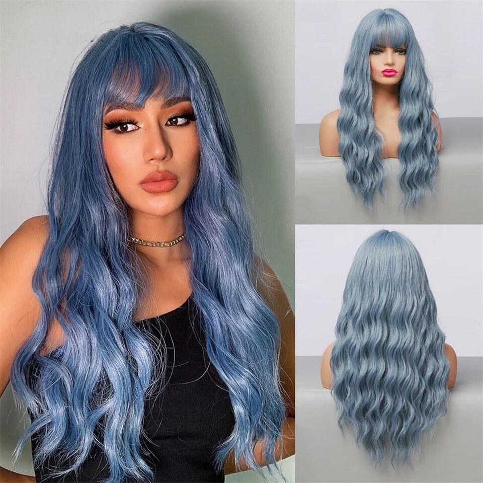 Μακριές καφέ Ombre συνθετικές περούκες για γυναίκες Φυσικά μαλλιά κυματιστές περούκες μεσαίου μέρους Γυναικεία περούκα Cosplay ανθεκτικές στη θερμότητα περούκες από ίνες