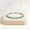 Stylish and Simple 925 Silver White and Green 4mm Zircon Tennis Bracelet Versatile Jewelry