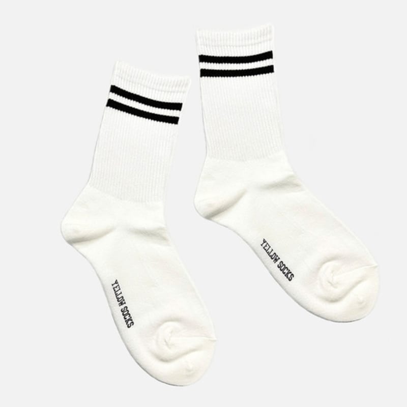 YELLOWSOCKS 2 LINE WHITE
