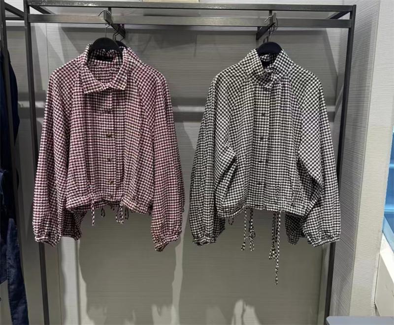 Giacca da Donna Autunno a Quadri Manica Lunga Coulisse Larga Parka Moda Casual Versatile