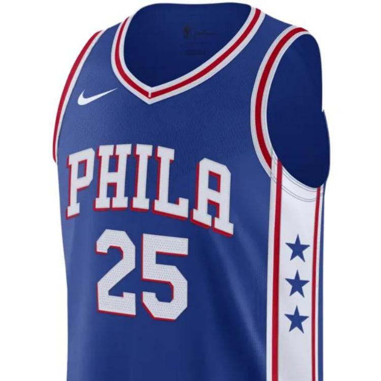 Nike NBA Basketball Jersey AU Player Edition Limited Logo Philadelphia 76ers Simmons 25 Men Jerseys Blue CW3457-495