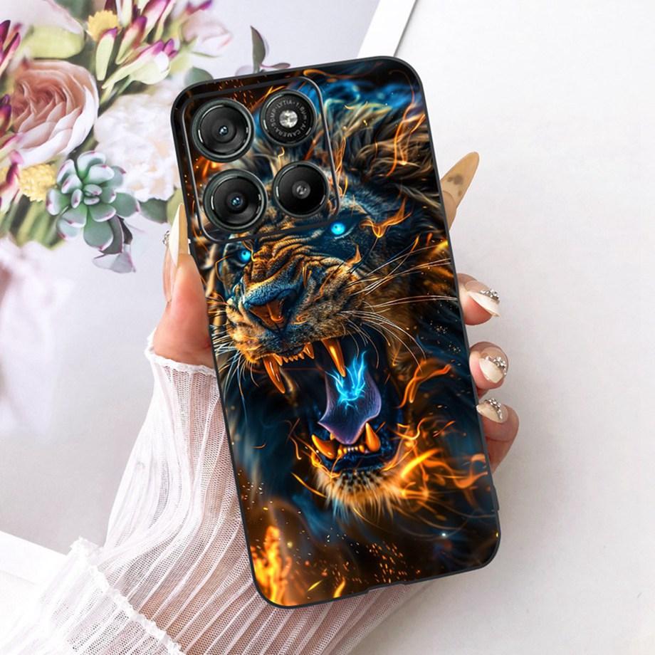 Etui do Motorola Moto G17 Power G15 Power MotoG15 Miękki Czarny Silikonowy Pokrowiec Malowanie Kwiatowe Motyl Smok Kot Funda
