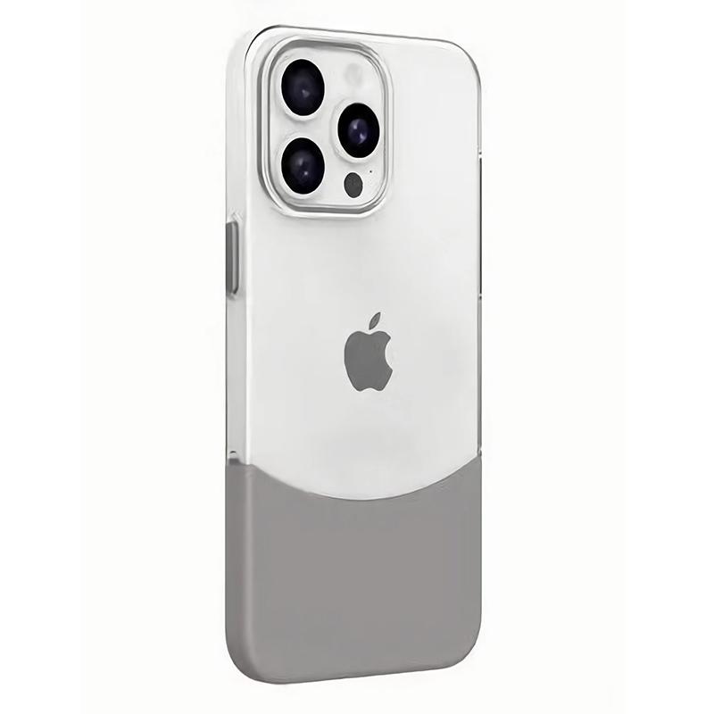 

For iPhone 14 Pro Case Dual Color Splicing Hard PC Protective Phone Cover Titanium Grey
