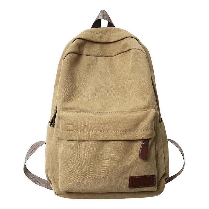 Canvas Bag Men S Casual Backpack Fashion Trendy Simple Versatile Backpack Female Student Schoolbag хаки