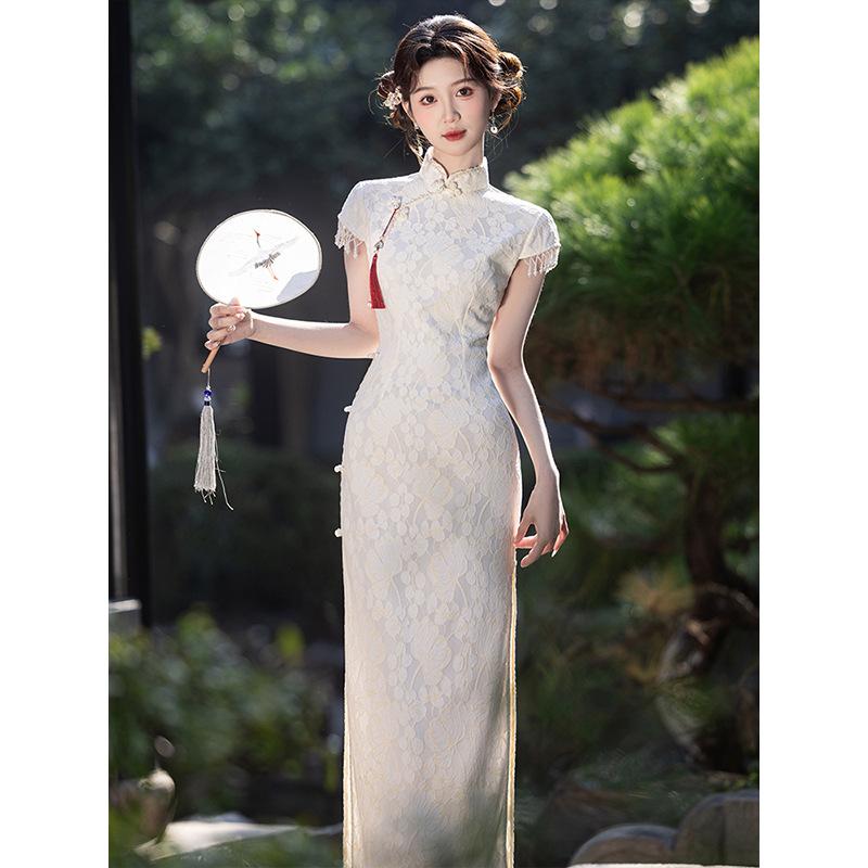Champagne engagement cheongsam women's new Chinese summer sexy daily dress 1011 new improved young model
