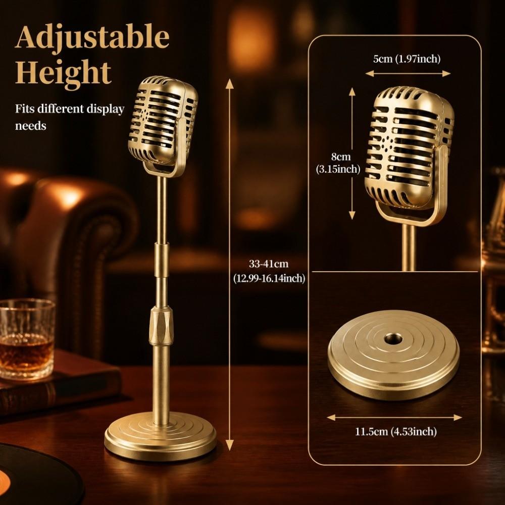 Height Adjustable Microphone Prop Model Support Rod Mic Stand Set Fake Mic Prop Photography