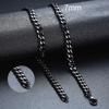 3/5/7/9/11MM Cuban Chain Necklaces for Men Women,Stainless Steel Curb Link Chain Collar,Zircon Gift for Dad Husband BFF