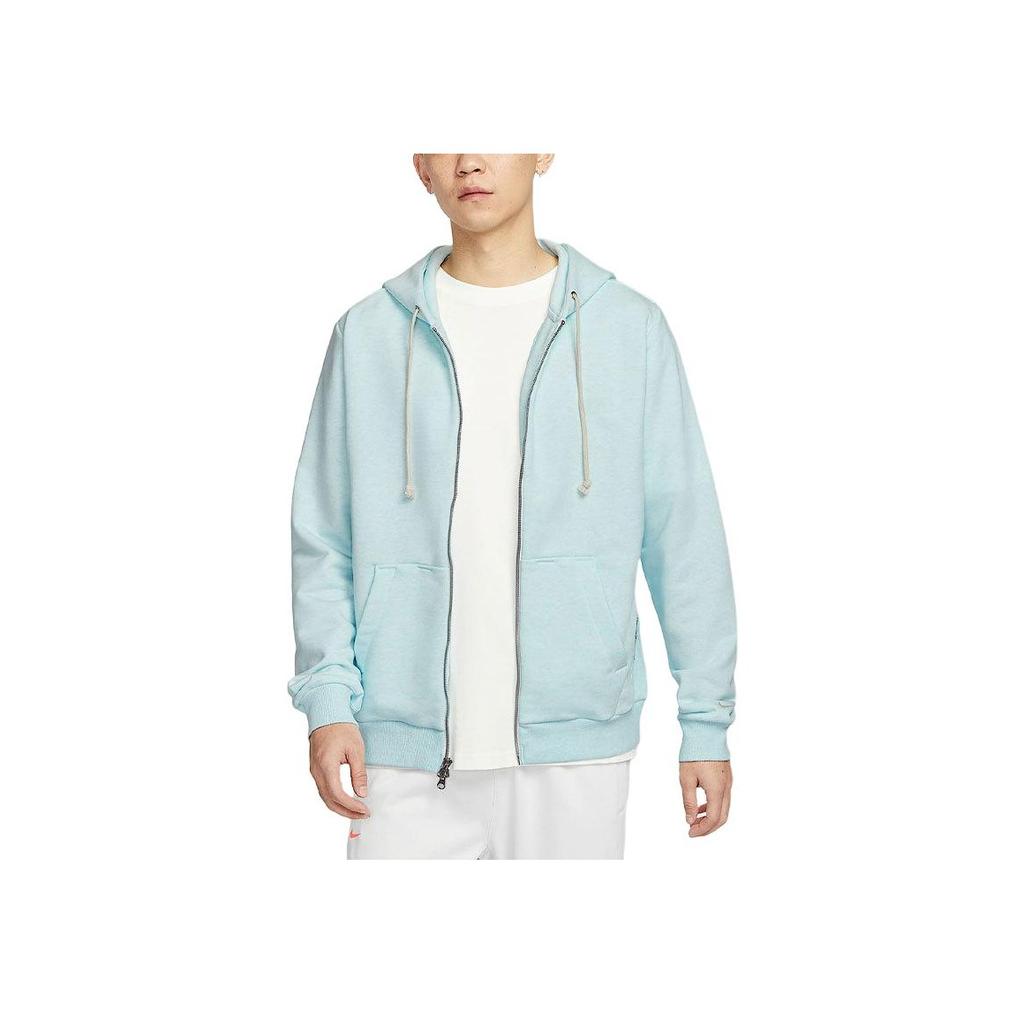 Nike Dri-FIT Standard Issue Quick-Dry Full-Length Zip-Up Basketball Hoodie Jacket Men Jackets Glacier-Blue Color-Block Light-Ivory FZ0223-474