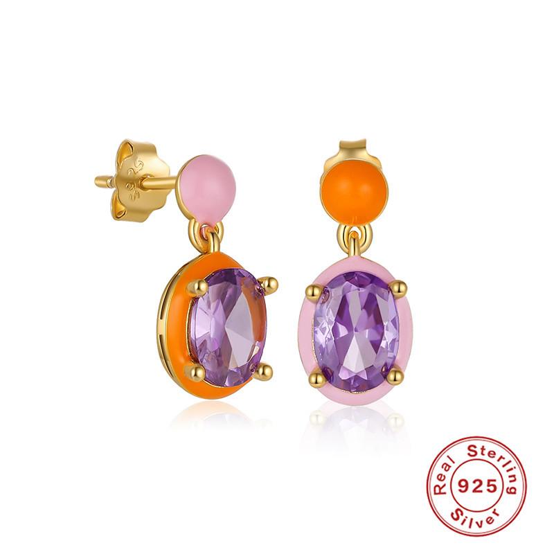 

Серьги-гвоздики в форме яйца из стерлингового серебра 925 пробы с бриллиантами в форме звезды и луны, капающей масляной эмалью, асимметричные, цветные, левые и правые 925 Silver