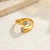 Salircon 5 Styles Exquisite Luxury Stainless Steel Zircon PVD18K Gold Color Plated Open Rings Women Fashion Jewelry Waterproof