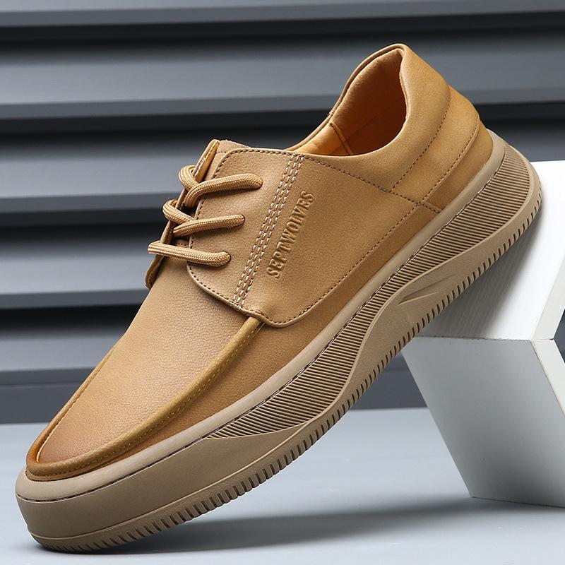 2025 autumn new men's shoes leather breathable versatile platform fashion casual leather shoes men's sports trendy shoes