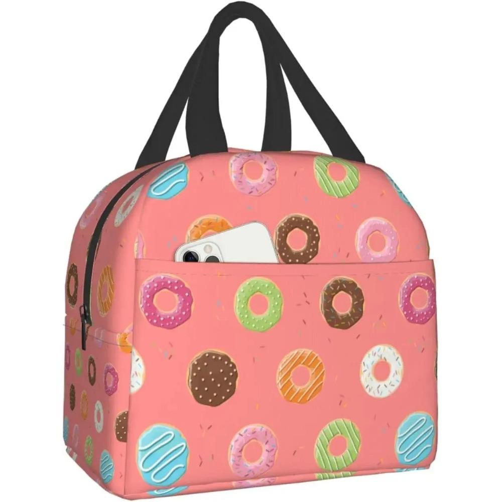 Geantă de prânz dulce Kawaii cu gogoși, pentru călătorii, muncă, bento, reutilizabilă, tip tote, cutii de picnic, genți container izolate pentru femei, bărbați, băieți, fete