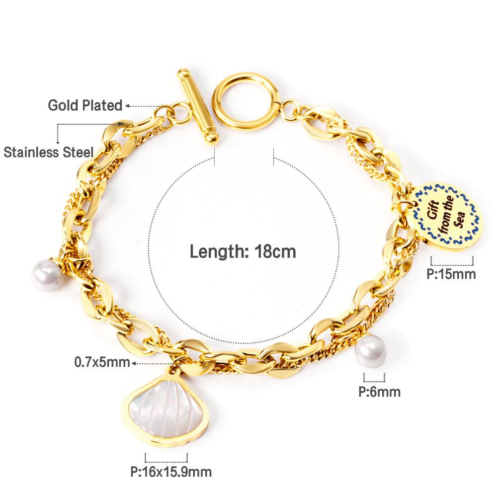 Summer Waterproof Ocean Bracelet For Women With Shell And Starfish Decor In Gold Tone Elegant Accessory