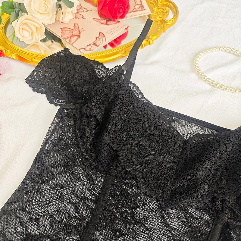 2025 Winter Off-Shoulder Black Lace Bodycon Bodysuit with Push-Up Bra