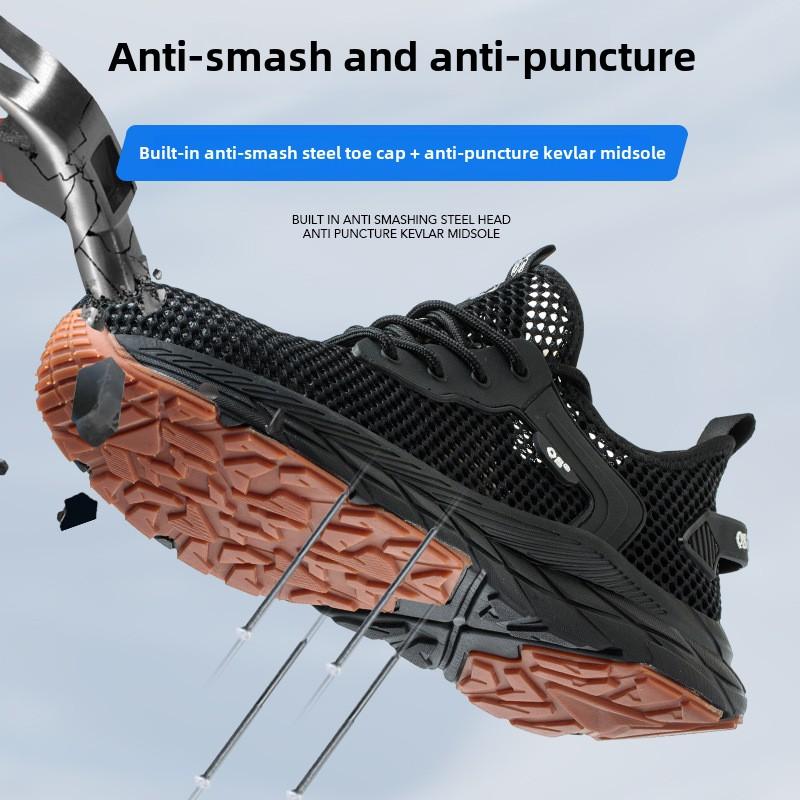 Summer Safety Shoes Men Breathable Mesh Work Shoes With A Steel Toe Industrial Anti-Slip Work Shoes Light Sneakers Women Boots