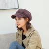 Wollene Britische Baskenmützen Ohrenschutz Künstlerhut Elegante Karierte Achteckige Mütze Winter