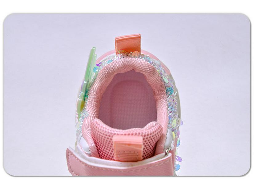 Glowing 2025 Spring/Autumn Light-Up Velcro Sports Shoes for Girls - Cartoon Design and Running Comfort