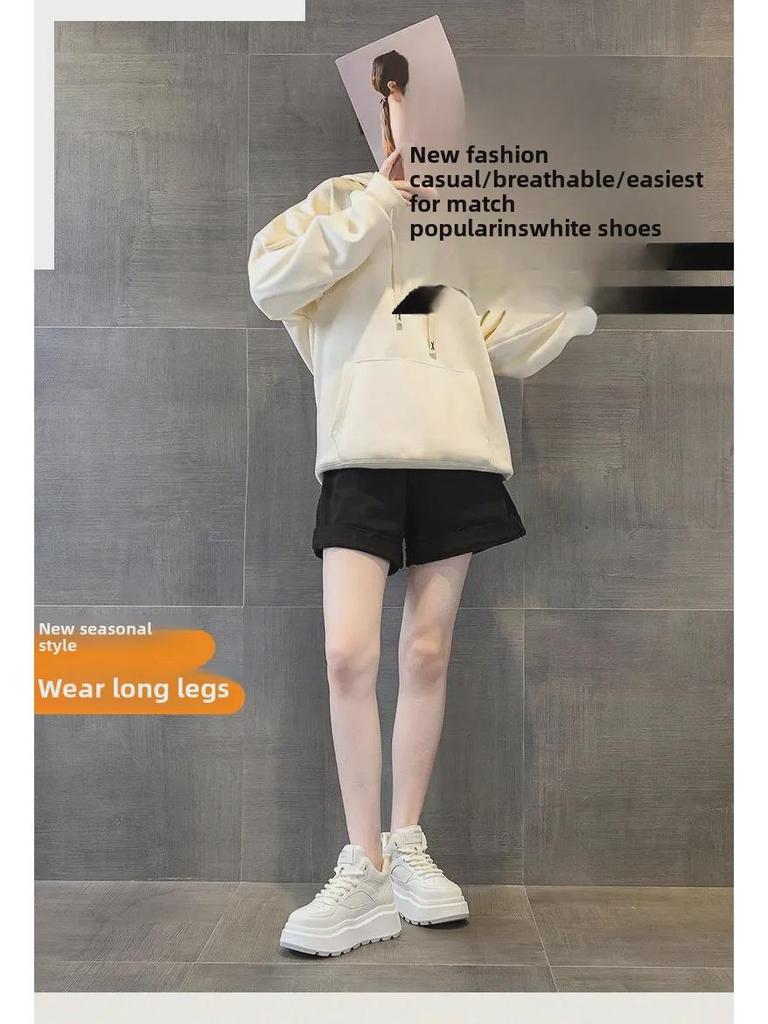 Damskie stylowe białe sneakersy high-top na grubej podeszwie - Kolekcja Jesień/Zima 2025