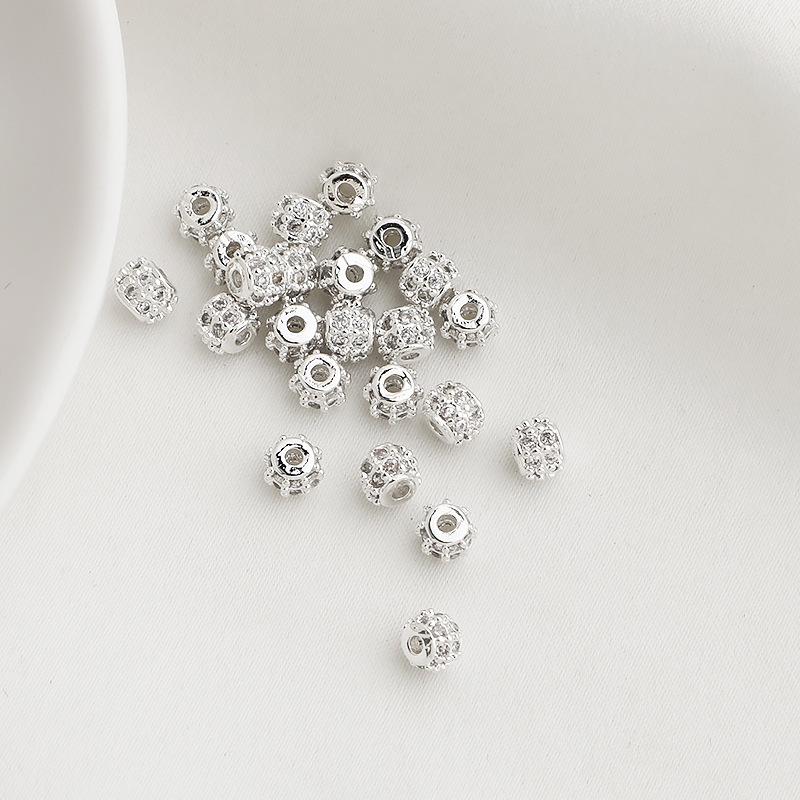 14K Gold Filled Zirkon Mini-Abstandshalterperlen für Armbänder & Halsketten, 4mm, DIY Schmuckzubehör