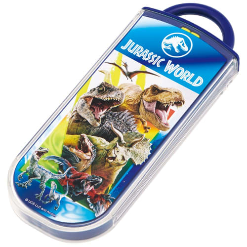 Skater Children's Lunch Box Trio Set Chopsticks Spoon Fork Kids Cutlery Antibacterial Treatment Easy To Open Sliding Type Made In Japan Jurassic 24 Bo