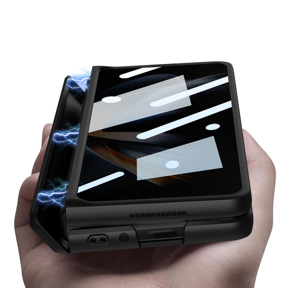 Szkło hartowane Anti Peep Zawias magnetyczny Odporny na wstrząsy pancerz Twardy futerał na telefon do Samsung Galaxy Z Fold 4 Etui z podpórką