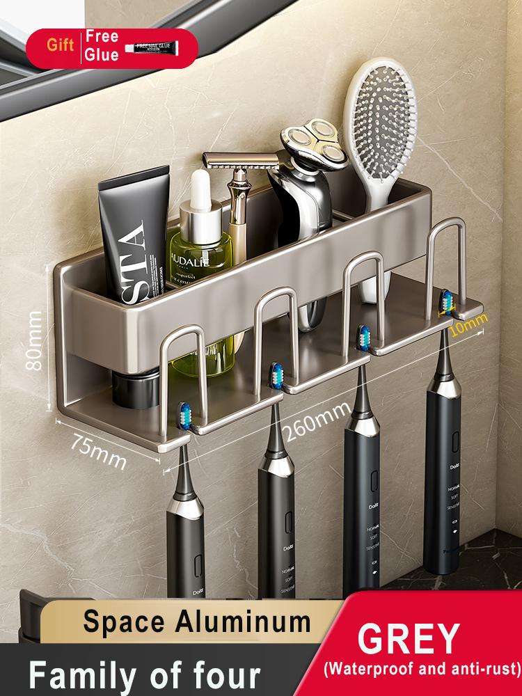 Toothbrush Holder Wall-mounted Gargle Cup Storage Electric Razor Shaver Shelf Batchroom Toiletries Organization Toothbrush Rack