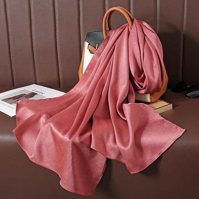 

Solid Color Luxury Fashion Women Hijab Scarf Long Silk Soft Comfortable Scarves Shawl Muffler Neckerchief Outdoors Bandanna Lady 70X180CM