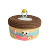 Cartoon Smile Cotton Rope Woven Storage Basket with Lids Desktop Organizers for Sundries Snack Needles Kids Toys Container