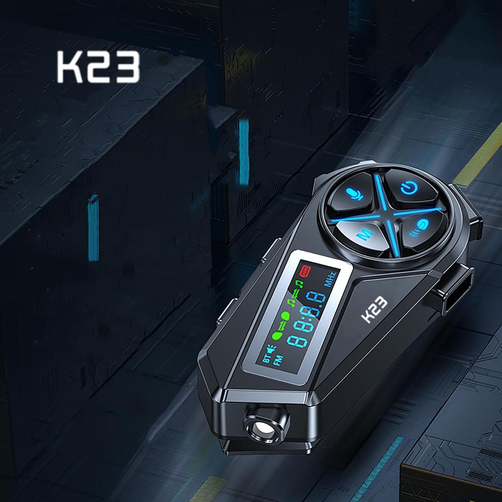 Motorcycle Intercom with OLED Display, Earphone Intercom, 3-Person Connection, 2-Person Simultaneous Talk, 1000M Communication Range, 48 Hours Continu