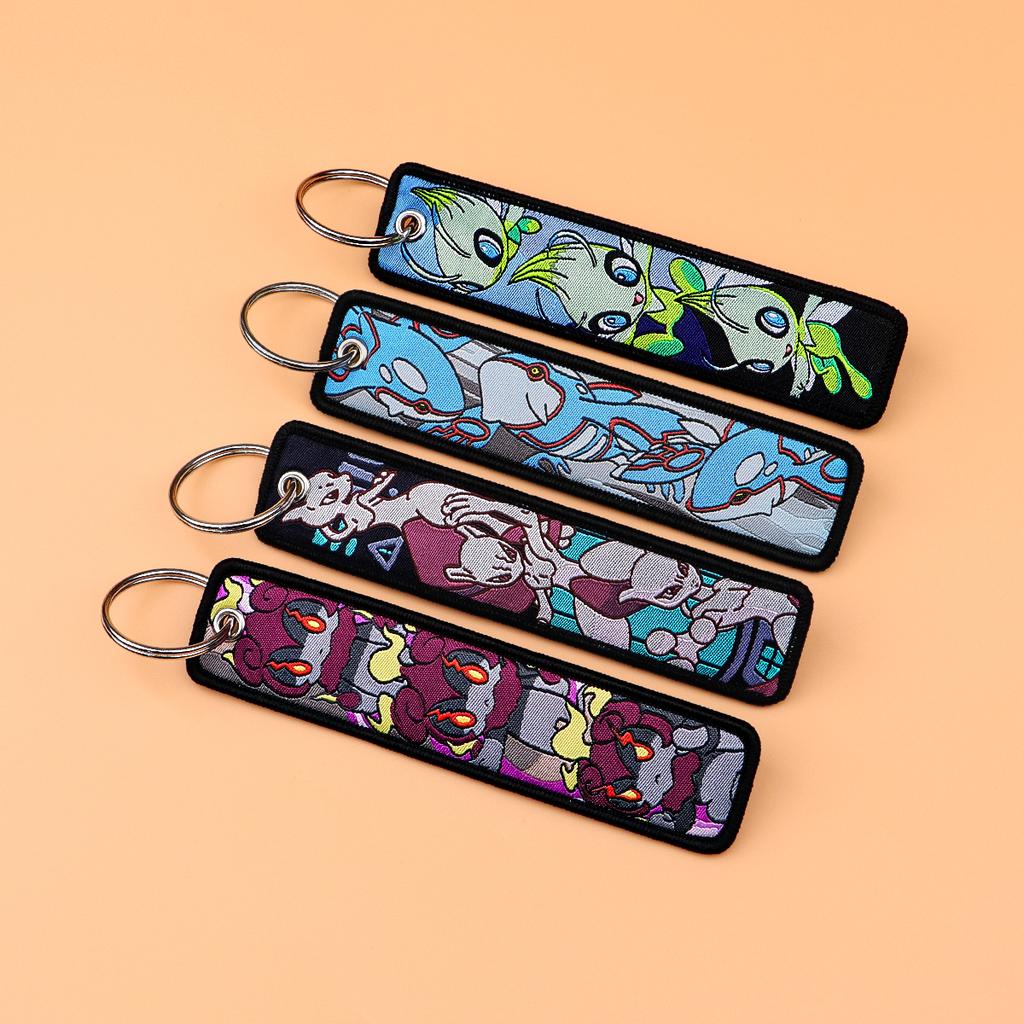 Japanese Anime Elf Monsters Keychain 1pcs Car Backpack Key Holder Embroidery Keyring Key Tag Jet Tag Accessories Gifts for Fans