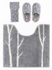 Standard Size 3-Piece Toilet Mat Set In Gray by Oka Matca, Scandinavian Style, with Dorenimo Slippers and Paper Holder Cover, Winter Pattern