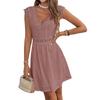 Europe, America 1011 summer new knitted jacquard hollow V-neck elastic lace short dress dress women