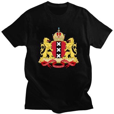 Coat Of Arms Of Amsterdam Tshirt for Men Short Sleeve Leisure T Shirt Netherlands Dutch Proud Tshirt Loose Fit Pure Cotton Tees