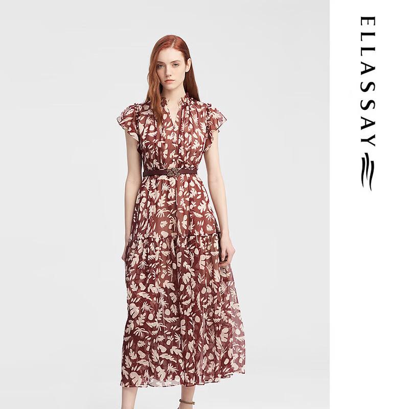 

ELLASSAY Women s French Floral Print Midi Dress M