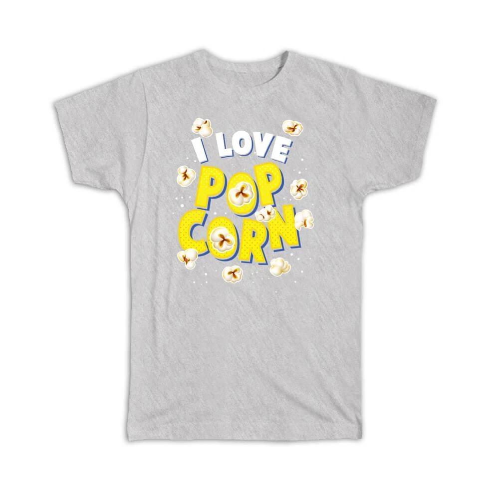 Gift T-Shirt : I love Popcorn Retro Vintage Pop Art Food Movies Cinema Theater L