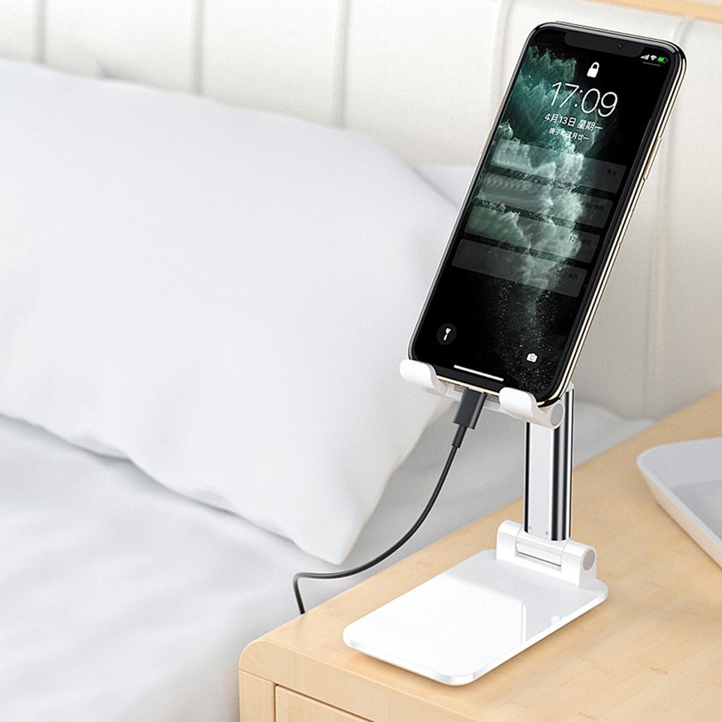 Adjustable Desktop Stand Holder Foldable Mirror Face Bracket for Mobile Phone TabletWhite