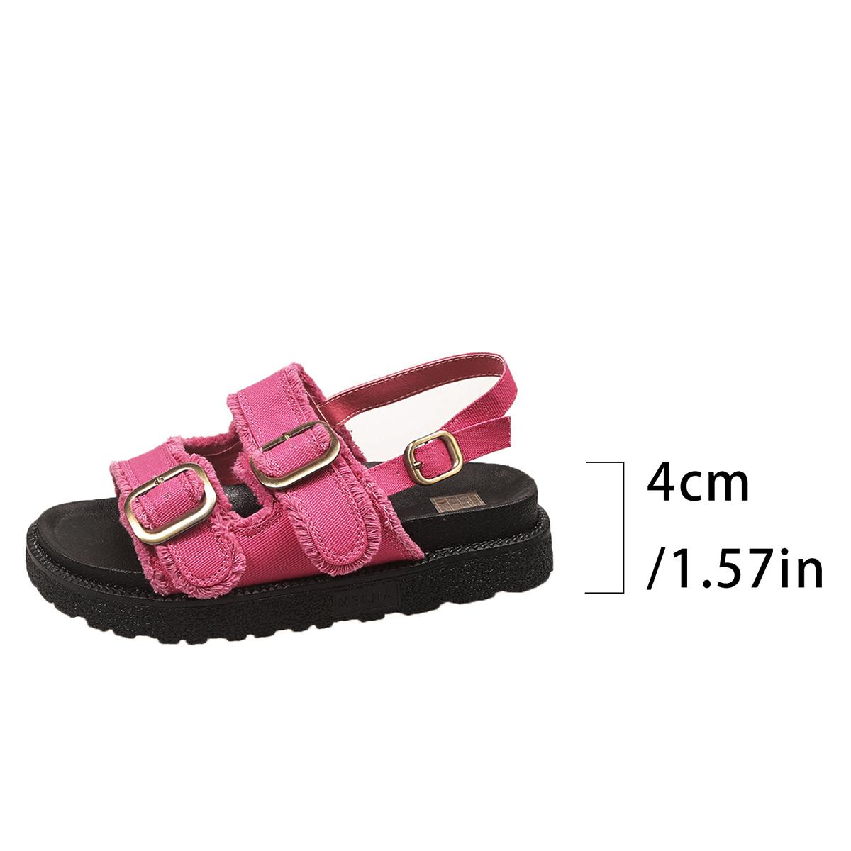 

Fashion Sports Sandals Women s Summer New Round Toe Open Toe Metal Buckle Platform Lightweight Non-Slip Wear-Resistant Flats 42