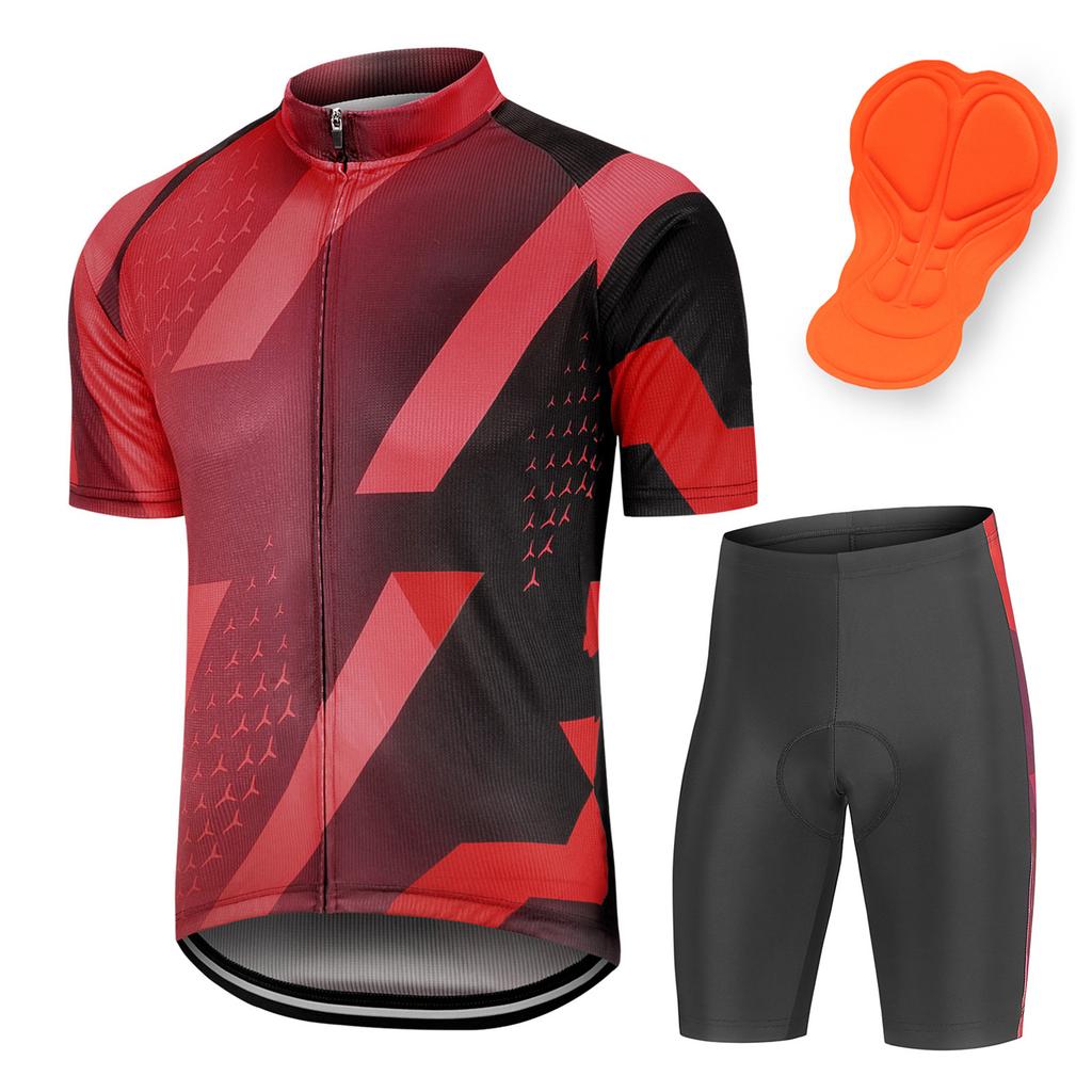 Men Breathable Quick Dry Comfortable Short Sleeve Jersey and Padded Shorts Cycling Clothing Set