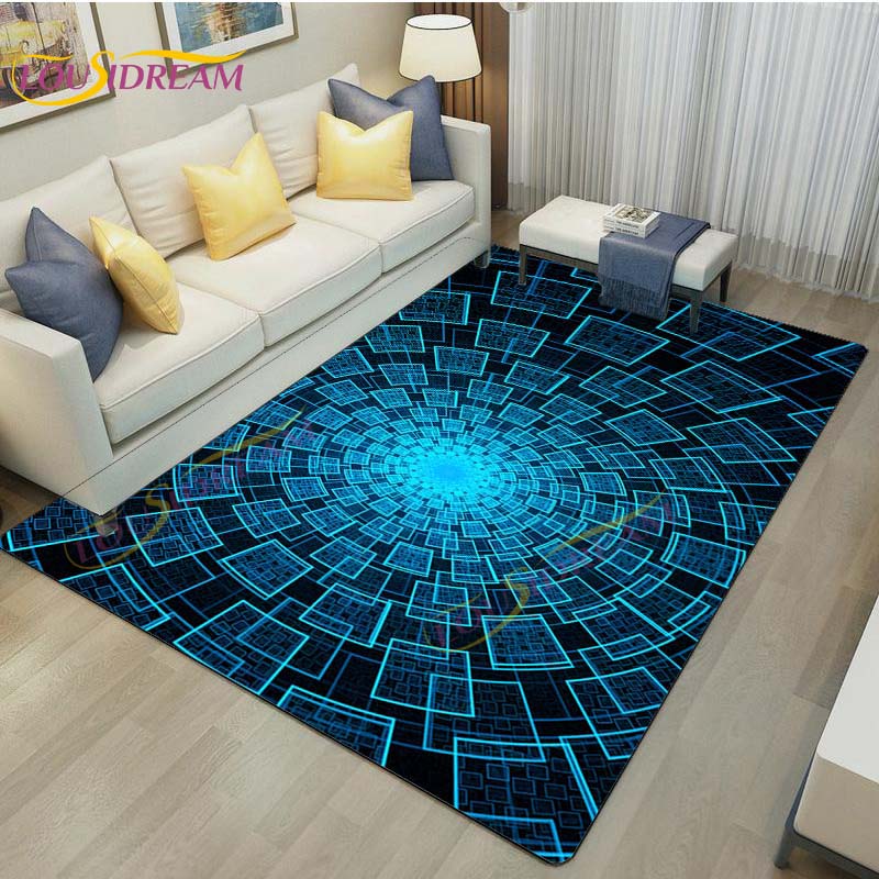3D Vortex Illusion Rug Abstract Rug Modern Carpets for Living Room Area Rug Non Slip Floor Rug Teen's Rug Game Room Rug Play Mat