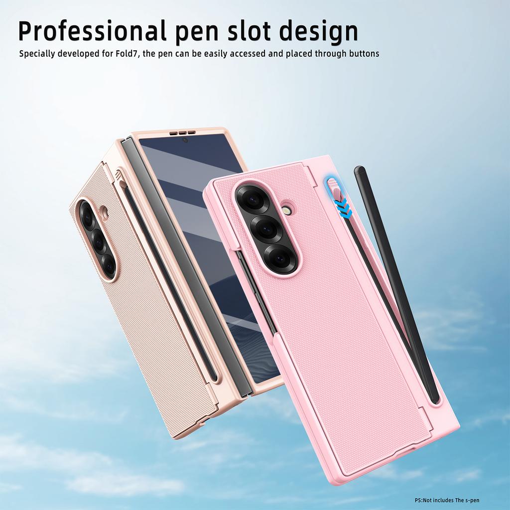 Fold 7 Phone Case with Touch Pen, Hard PC Back Cover Kickstand Phone Cover for Galaxy Z Fold 7/6 with Screen Glass Film