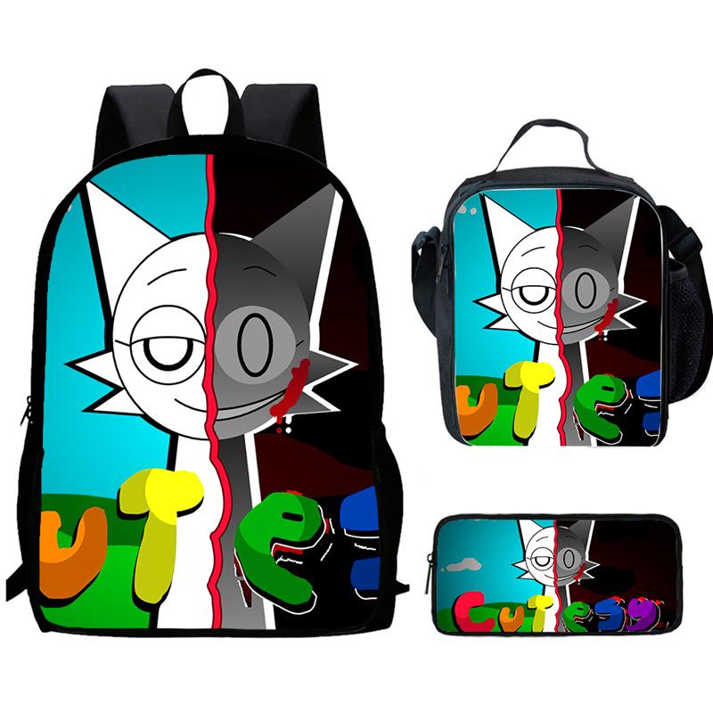 Sprunki Rhythm Box, Game Anime Backpack, Student Schoolbag, Computer Bag